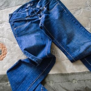 seamless waist blue jeans in classic wash